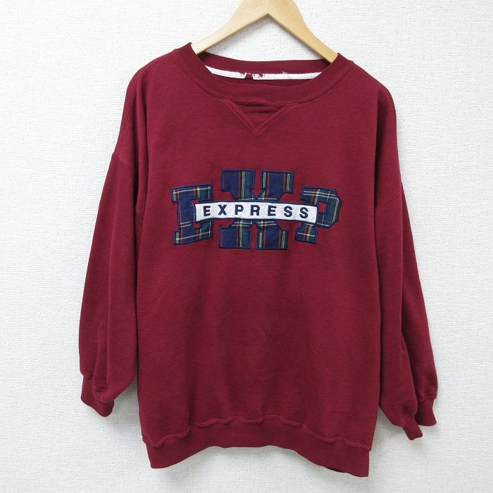 EXP 00s 長袖スウェット 刺繍 バーガンディ XL | 古着