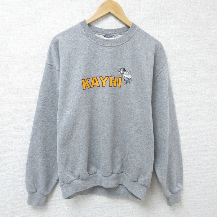 【50%OFF】L★古着 ジャージーズ 長袖 スウェット メンズ 00年代 00s 魚 クルーネック グレー 霜降り 25mar10 中古 スエット トレーナー トップス