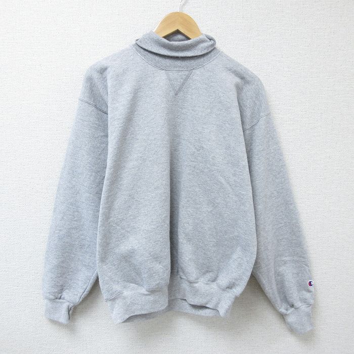 M★古着 チャンピオン Champion 長袖 スウェット メンズ 00年代 00s 無地 モックネック ハイネック グレー 霜降り 25mar10 中古 スエット トレーナー トップス