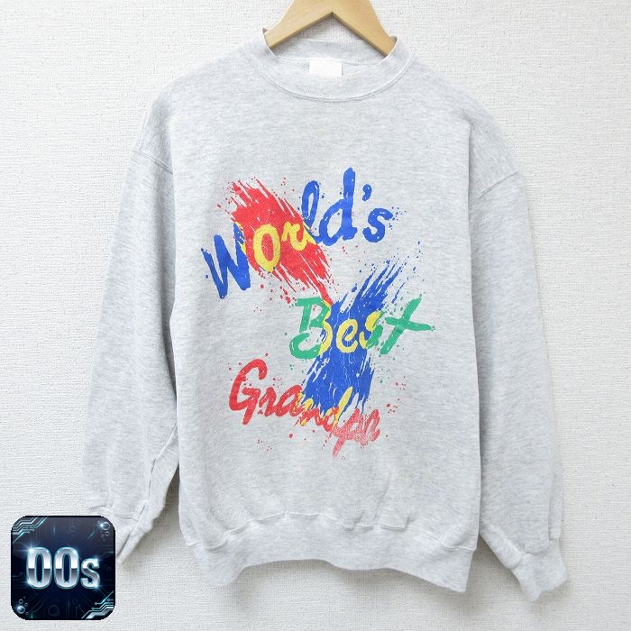TULTEX 00s 長袖スウェット Worlds Best Gradpa グレー M | 古着