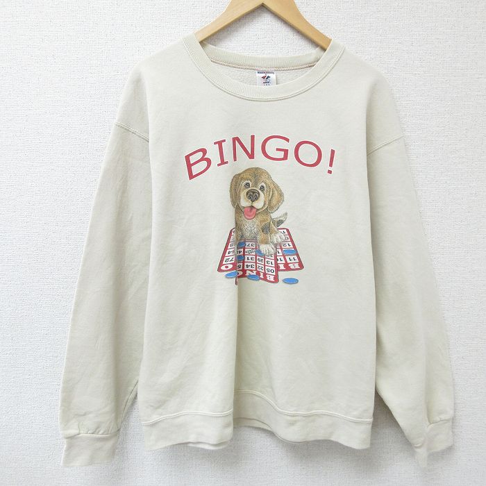 ジャージーズ 00s 長袖スウェット 犬 ベージュ L | 古着