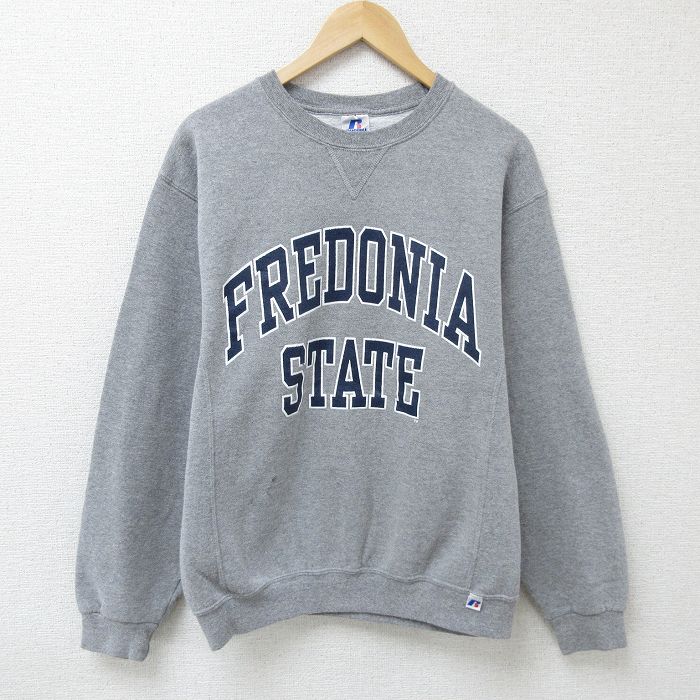 M★古着 ラッセル 長袖 スウェット メンズ 00年代 00s FREDONIA クルーネック グレー 霜降り 25mar10 中古 スエット トレーナー トップス