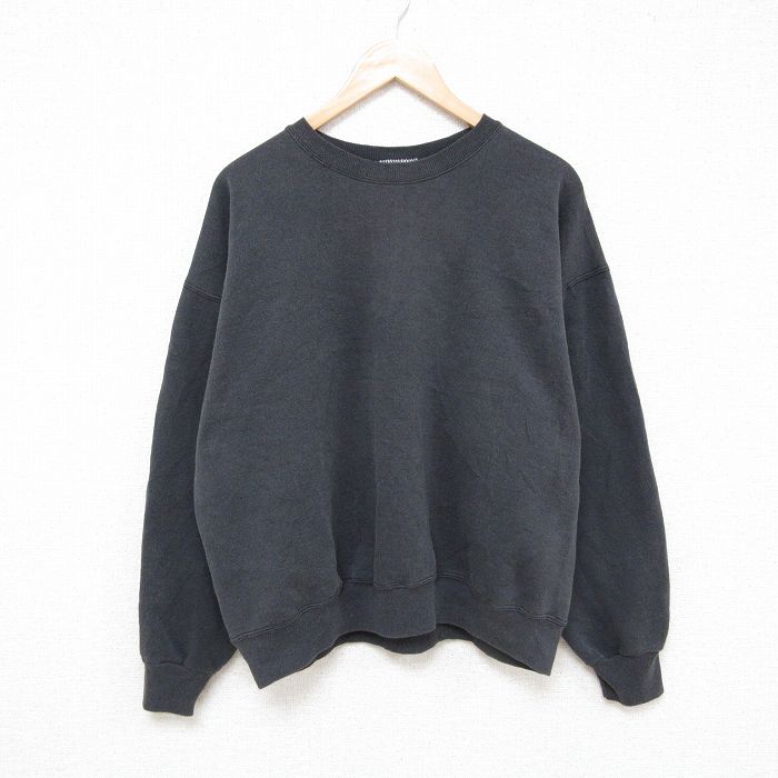 XL★古着 ヘインズ Hanes 長袖 スウェット メンズ 00年代 00s 無地 クルーネック 濃グレー 25mar14 中古 スエット トレーナー トップス
