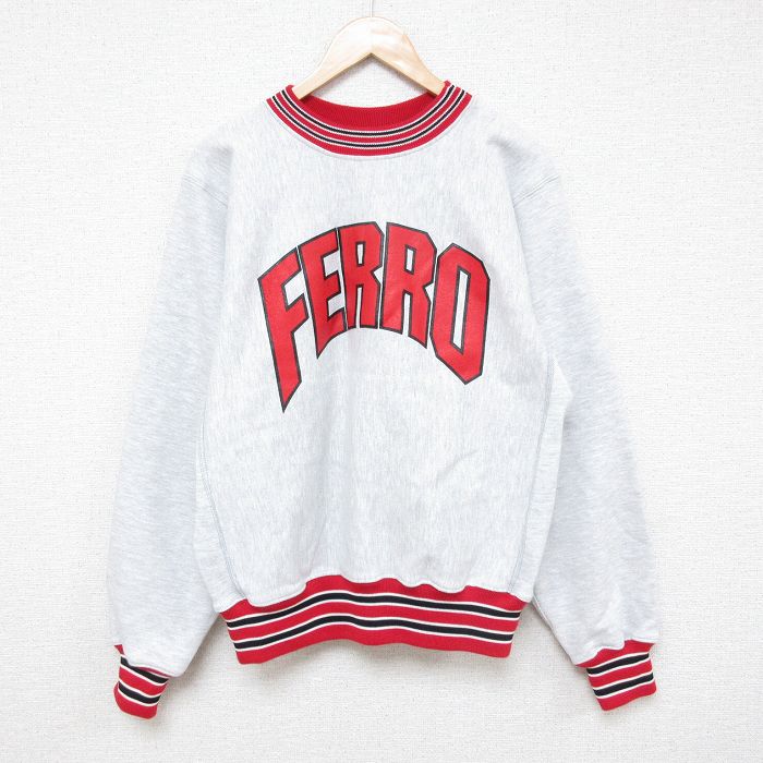 L★古着 長袖 スウェット メンズ 90年代 90s FERRO クルーネック USA製 薄グレー 霜降り 25mar14 中古 スエット トレーナー トップス