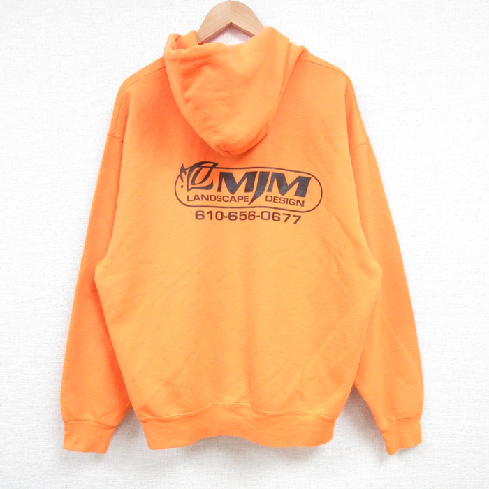 L★古着 ジャージーズ 長袖 スウェット パーカー メンズ 00年代 00s MJM オレンジ 25mar11 中古 スエット トレーナー トップス