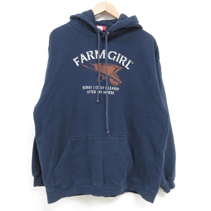 L★古着 長袖 スウェット パーカー メンズ FARM GIRI 紺 ネイビー 25mar11 中古 スエット トレーナー トップス