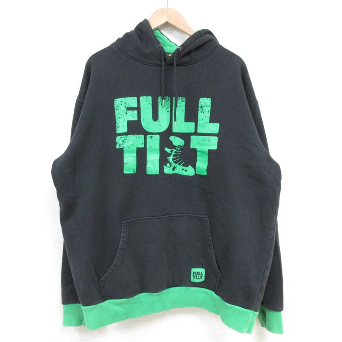XL★古着 長袖 スウェット パーカー メンズ FULL TIT 大きいサイズ 黒 ブラック 25mar11 中古 スエット トレーナー トップス