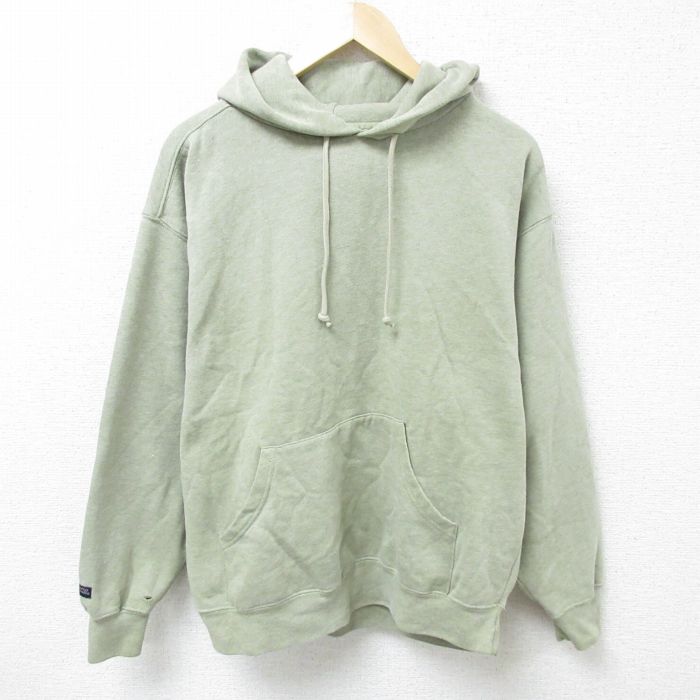 【50%OFF】XL★古着 ジャンスポーツ 長袖 スウェット パーカー メンズ 00年代 00s 無地 薄緑 グリーン 霜降り 25mar14 中古 スエット トレーナー トップス