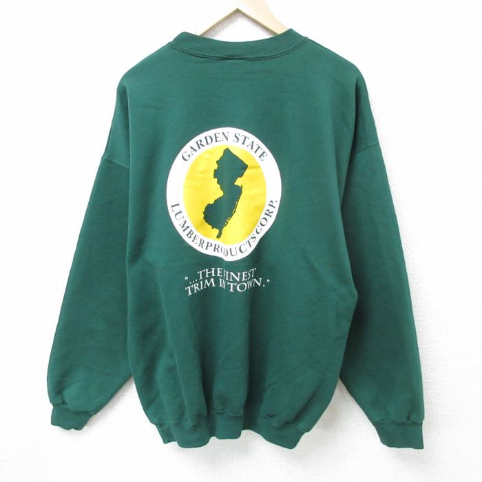XL★古着 チャンピオン Champion 長袖 スウェット メンズ ガーデンステート クルーネック 緑 グリーン 25mar14 中古 スエット トレーナー トップス