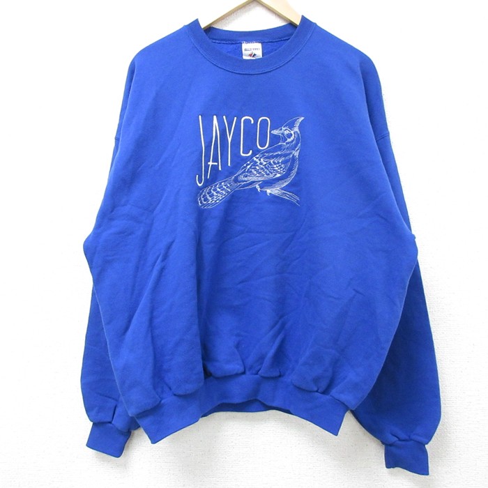 ジャージーズ 00s 長袖スウェット 鳥刺繍 ブルー XL | 古着