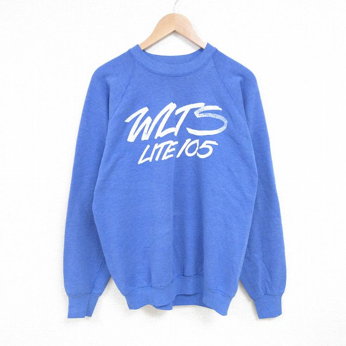 L★古着 フルーツオブザルーム 長袖 スウェット メンズ 80年代 80s LITE ラグラン クルーネック USA製 青 ブルー 霜降り 25mar14 中古 スエット トレーナー トップス