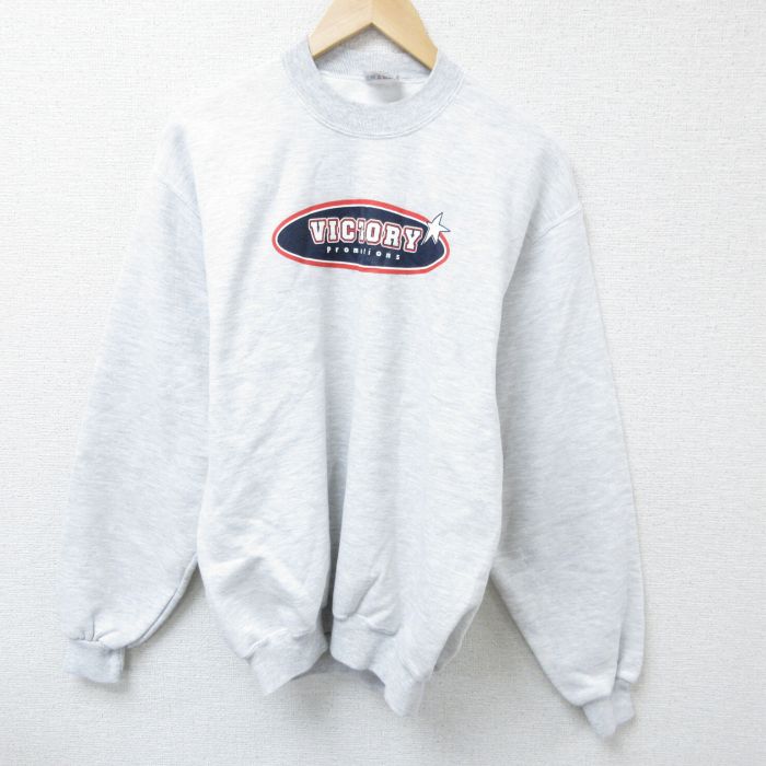 【20%OFF】M★古着 ジャージーズ 長袖 スウェット メンズ 00年代 00s ビクトリー クルーネック 薄グレー 霜降り 25mar15 中古 スエット トレーナー トップス