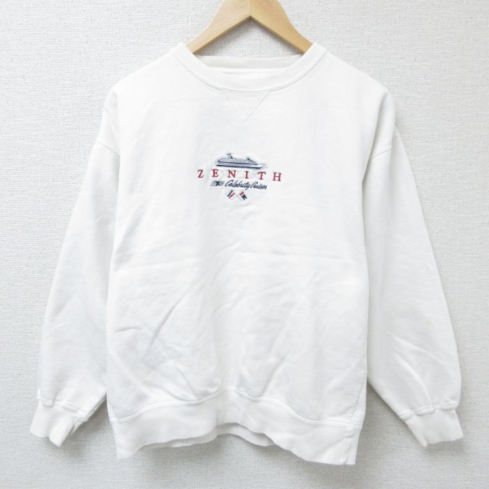 ゼニス 00s 長袖スウェット 刺繍 ホワイト L | 古着