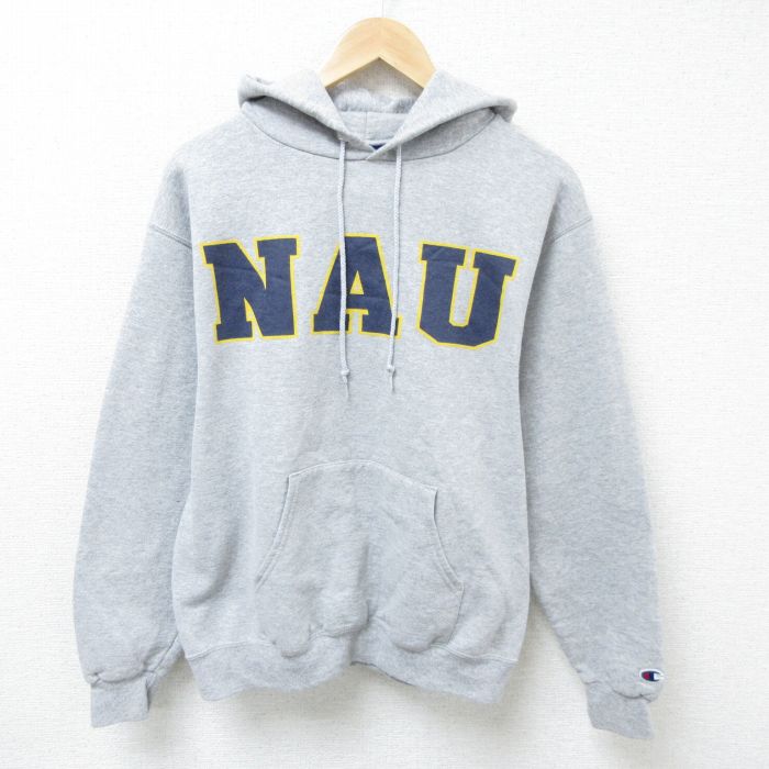 M★古着 チャンピオン Champion 長袖 スウェット パーカー メンズ 00年代 00s NAU グレー 霜降り 25mar15 中古 スエット トレーナー トップス