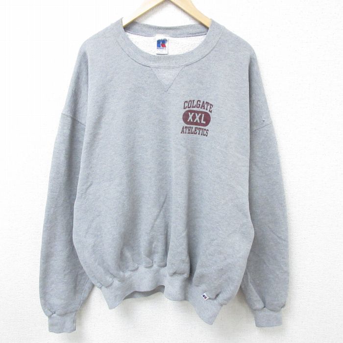 【50%OFF】XL★古着 ラッセル 長袖 スウェット メンズ 00年代 00s ATHLETICS 大きいサイズ クルーネック グレー 霜降り 【spe】 25mar15 中古 スエット トレーナー トップス