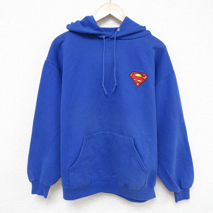 XL★古着 長袖 スウェット パーカー メンズ 00年代 00s DCコミックス スーパーマン クルーネック 青 ブルー 25mar21 中古 スエット トレーナー トップス