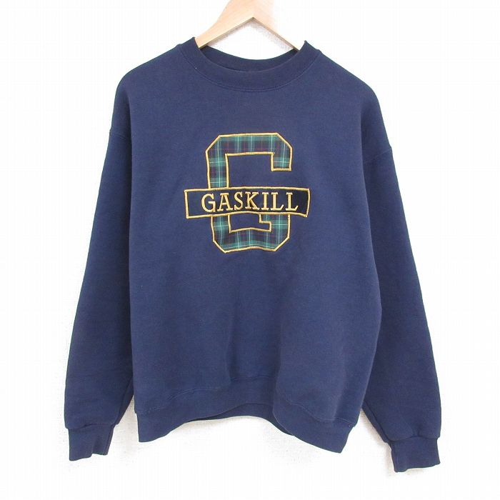 リー 90s 長袖スウェット ガスキル刺繍 ネイビー XL | 古着