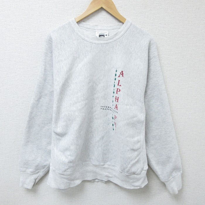 【50%OFF】XL★古着 リー Lee 長袖 スウェット メンズ 90年代 90s 葉 クルーネック USA製 薄グレー 霜降り 25mar17 中古 スエット トレーナー トップス