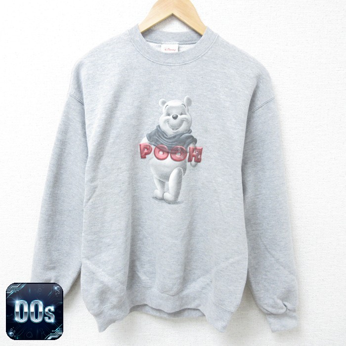 00s 長袖スウェット くまのプーさん グレー M | 古着