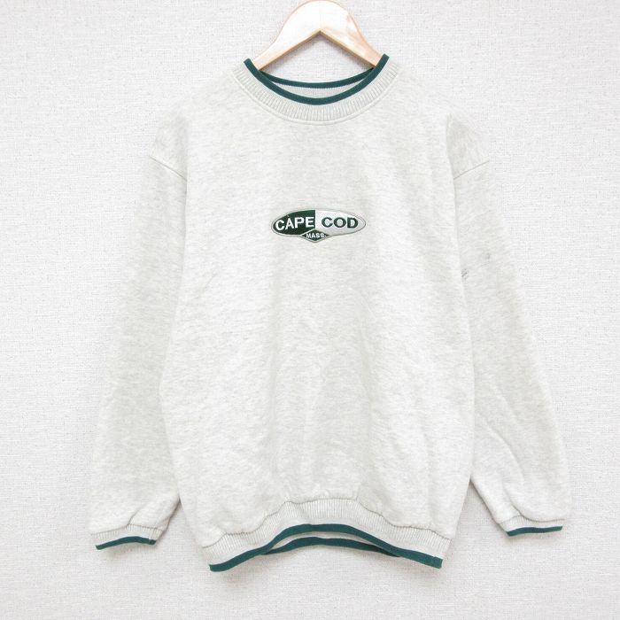 L★古着 長袖 スウェット メンズ 00年代 00s ケープコッド 刺繍 クルーネック グレー 霜降り 25mar18 中古 スエット トレーナー トップス