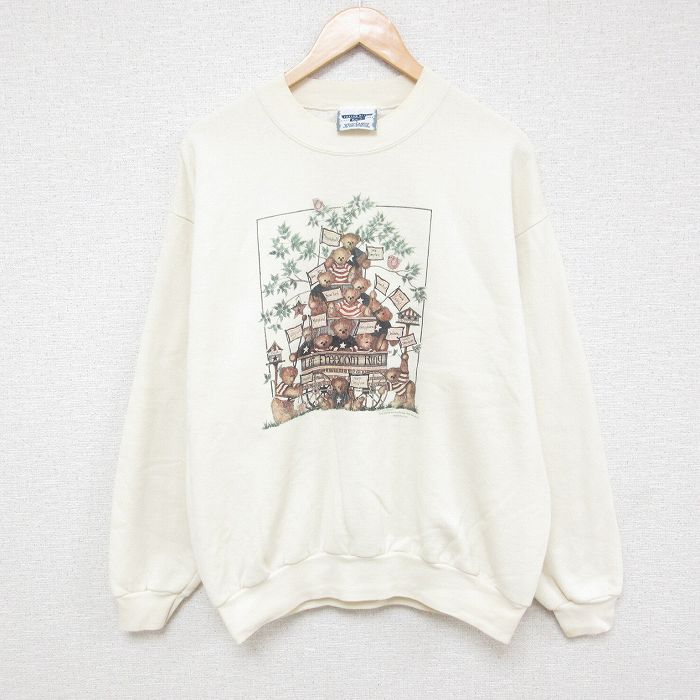 【20%OFF】L★古着 リー Lee 長袖 スウェット メンズ 00年代 00s クマ クルーネック 白 ホワイト 25mar18 中古 スエット トレーナー トップス