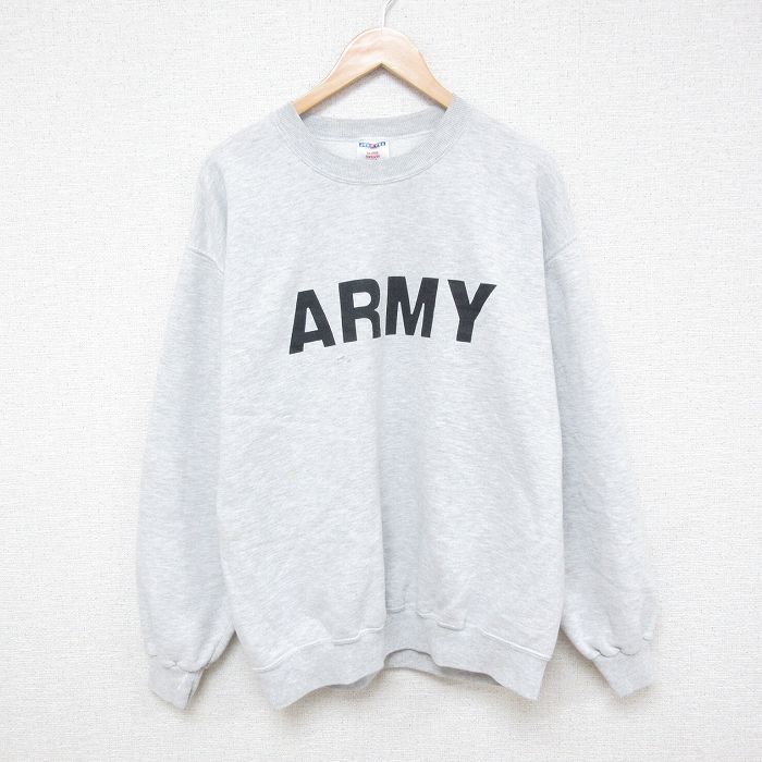 L★古着 ジャージーズ 長袖 スウェット メンズ 00年代 00s ミリタリー アーミー ARMY クルーネック グレー 霜降り 25mar18 中古 スエット トレーナー トップス