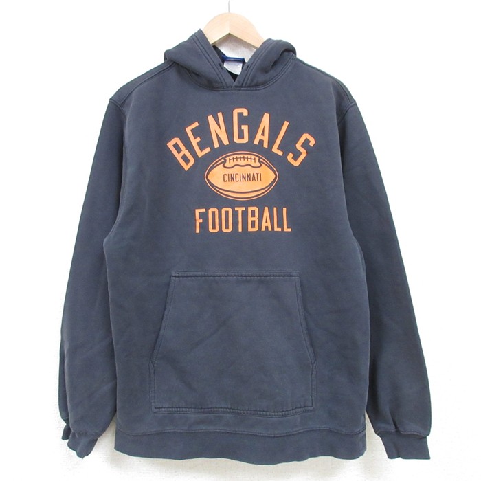 M★古着 リーボック REEBOK 長袖 スウェット パーカー メンズ 00年代 00s NFL シンシナティベンガルズ 黒 ブラック アメフト スーパーボウル 25mar18 中古 スエット トレーナー トップス
