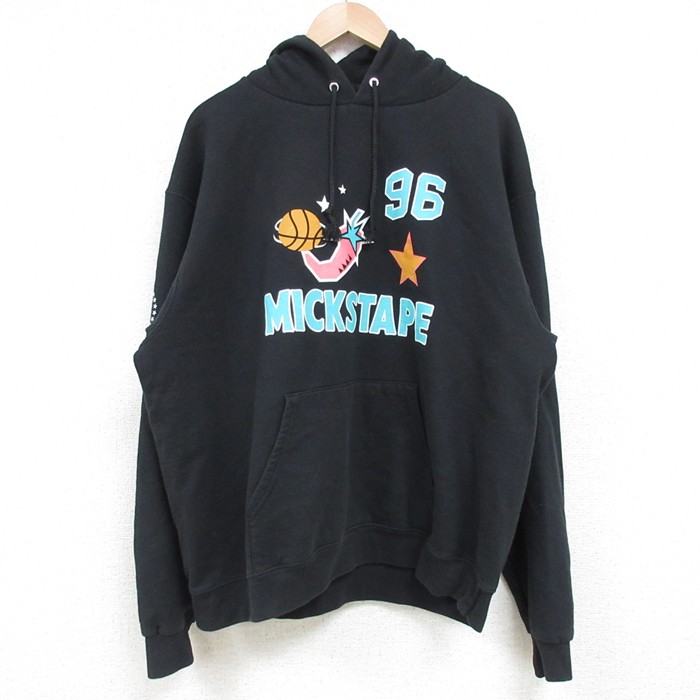 【20%OFF】XL★古着 チャンピオン Champion 長袖 スウェット パーカー メンズ MICKSTAPE 黒 ブラック 25mar19 中古 スエット トレーナー トップス