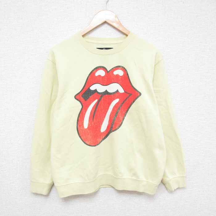 【20%OFF】M★古着 長袖 ロック バンド スウェット メンズ 00年代 00s ローリングストーンズ The Rolling Stones クルーネック 黄 イエロー 25mar21 中古 スエット トレーナー トップス