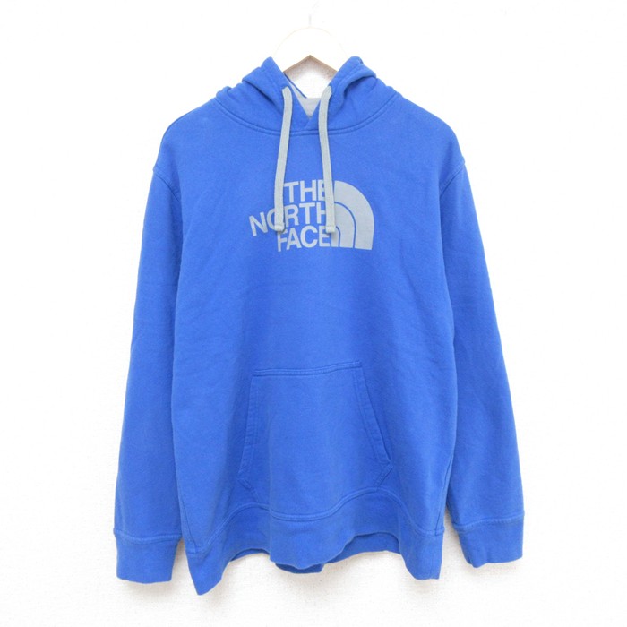 XL★古着 ノースフェイス THE NORTH FACE 長袖 スウェット パーカー メンズ ビッグロゴ 青 ブルー 25mar21 中古 スエット トレーナー トップス