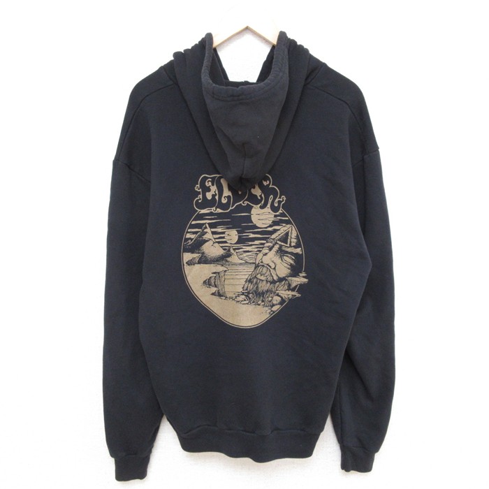 【20%OFF】XL★古着 アメリカンアパレル AMERICAN APPAREL American Apparel 長袖 ロック バンド フルジップ スウェット パーカー メンズ ELDER USA製 黒 ブラック 25mar21 中古 スエット トレーナー トップス