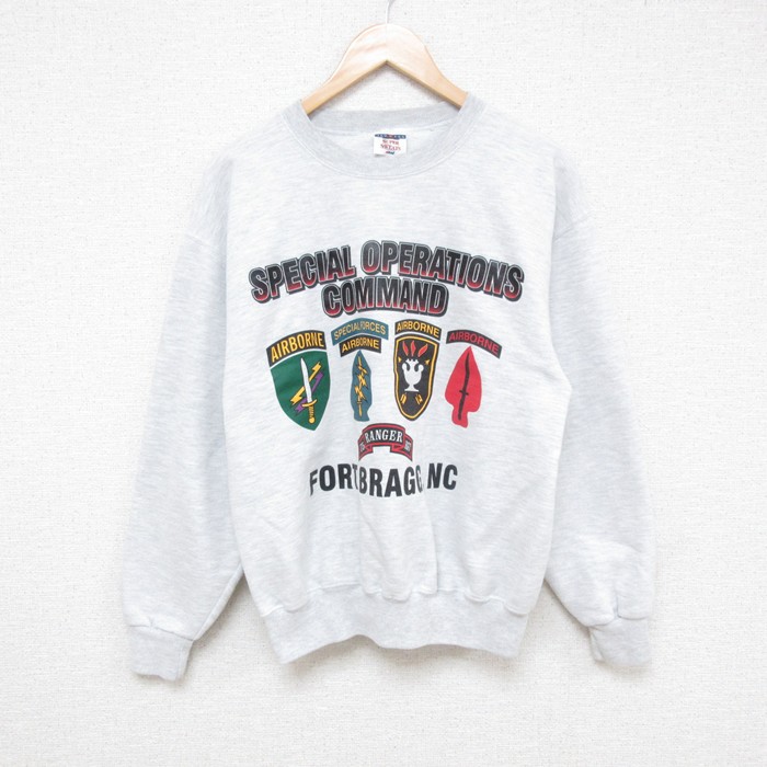 【50%OFF】M★古着 ジャージーズ 長袖 スウェット メンズ 00年代 00s ミリタリー レンジャー クルーネック 薄グレー 霜降り 25mar21 中古 スエット トレーナー トップス