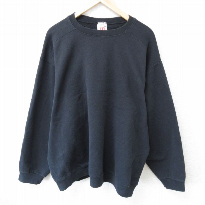 XL★古着 ウィルソン 長袖 スウェット メンズ 00年代 00s 無地 大きいサイズ クルーネック 黒 ブラック 25mar19 中古 スエット トレーナー トップス