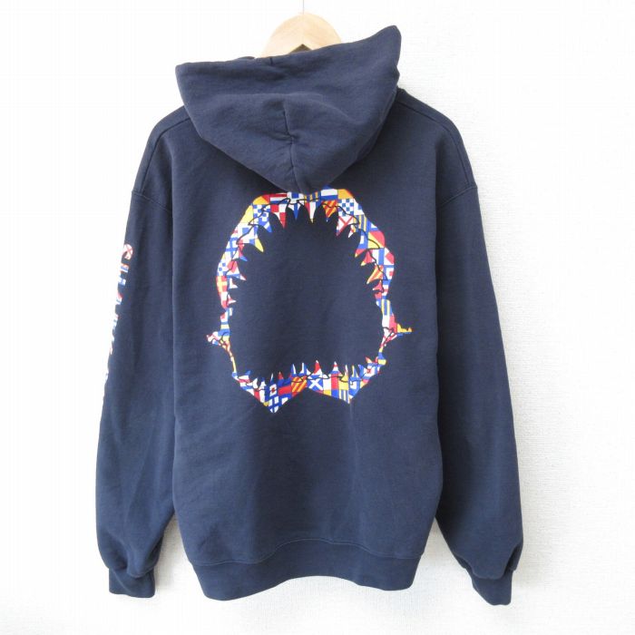 L★古着 チャンピオン Champion 長袖 スウェット パーカー メンズ サメ 紺 ネイビー 25mar19 中古 スエット トレーナー トップス