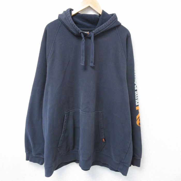 【20%OFF】XL★古着 ティンバーランド Timberland 長袖 スウェット パーカー メンズ ビッグロゴ 大きいサイズ ロング丈 ラグラン 黒 ブラック 25mar19 中古 スエット トレーナー トップス