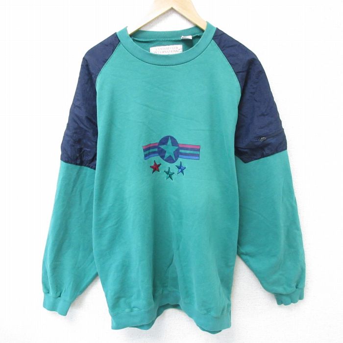 【50%OFF】バンヒューセン 90s 長袖トップス 星刺繍 グリーン L | 古着