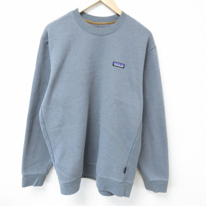 XL★古着 パタゴニア patagonia 長袖 スウェット メンズ ワンポイントロゴ クルーネック 濃グレー 霜降り 25mar22 中古 スエット トレーナー トップス