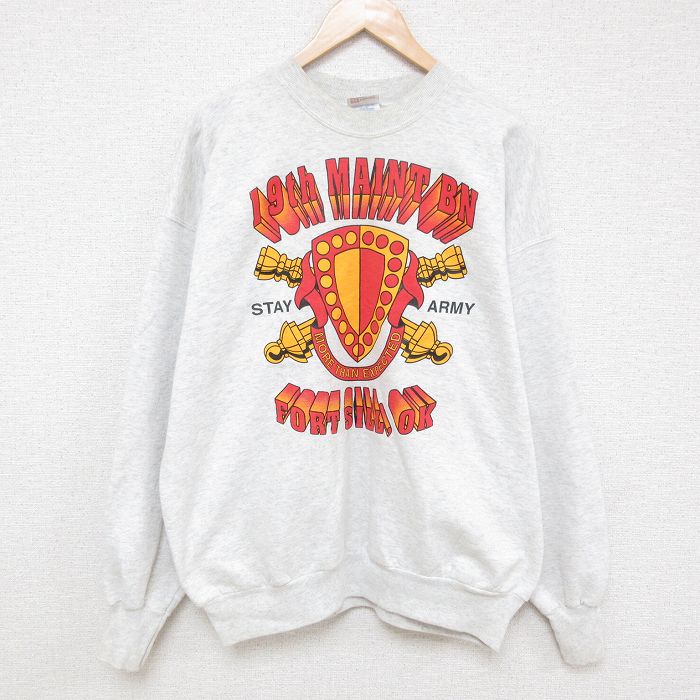 【50%OFF】XL★古着 ヘインズ Hanes 長袖 スウェット メンズ 00年代 00s 盾 クルーネック 薄グレー 霜降り 25mar25 中古 スエット トレーナー トップス