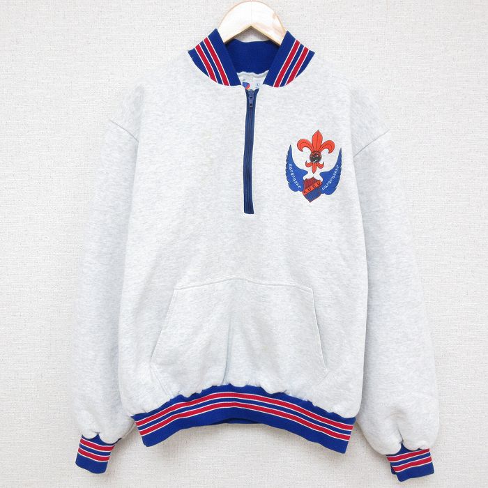 【50%OFF】XL★古着 長袖 ハーフジップ スウェット メンズ 90年代 90s ホメネトメン 大きいサイズ USA製 薄グレー 霜降り 25mar25 中古 スエット トレーナー トップス