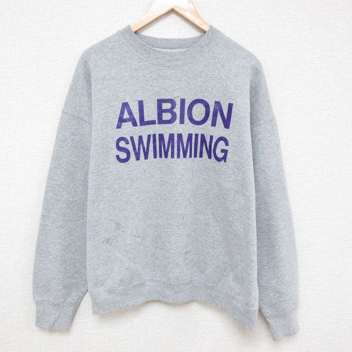 【50%OFF】XL★古着 フルーツオブザルーム 長袖 スウェット メンズ 00年代 00s ALBION SWIMMING クルーネック グレー 霜降り 25mar25 中古 スエット トレーナー トップス