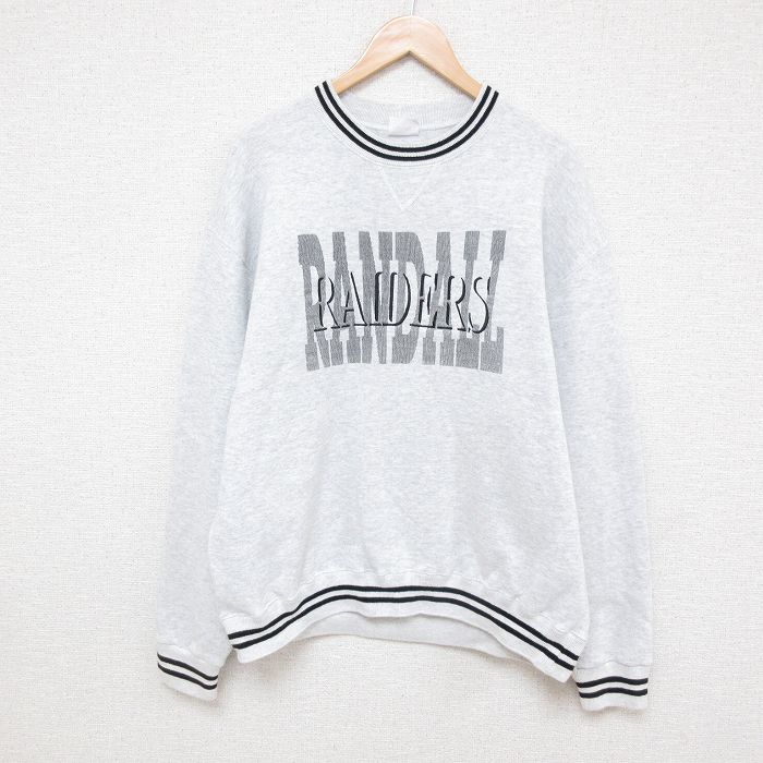 XL★古着 長袖 スウェット メンズ 90年代 90s RAIDERS クルーネック 薄グレー 霜降り 25mar25 中古 スエット トレーナー トップス