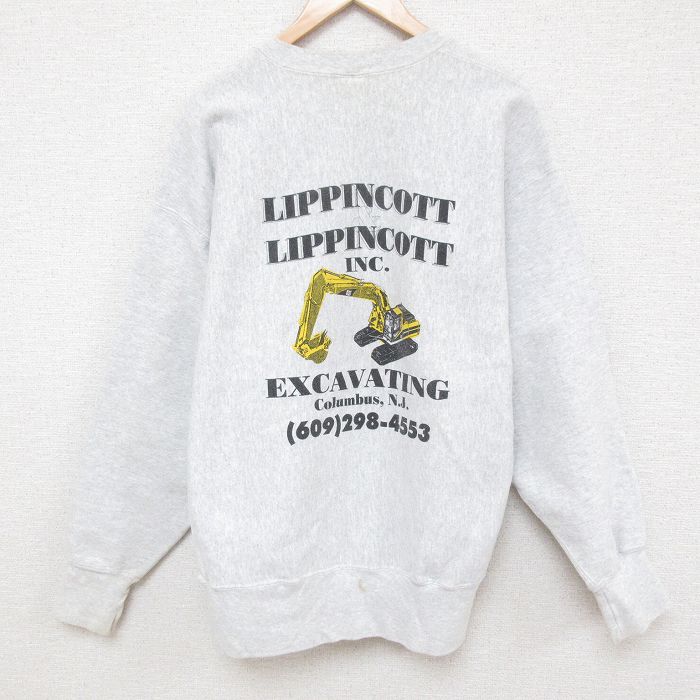 【50%OFF】XL★古着 リー Lee 長袖 スウェット メンズ 00年代 00s ショベルカー 大きいサイズ クルーネック 薄グレー 霜降り 25mar25 中古 スエット トレーナー トップス