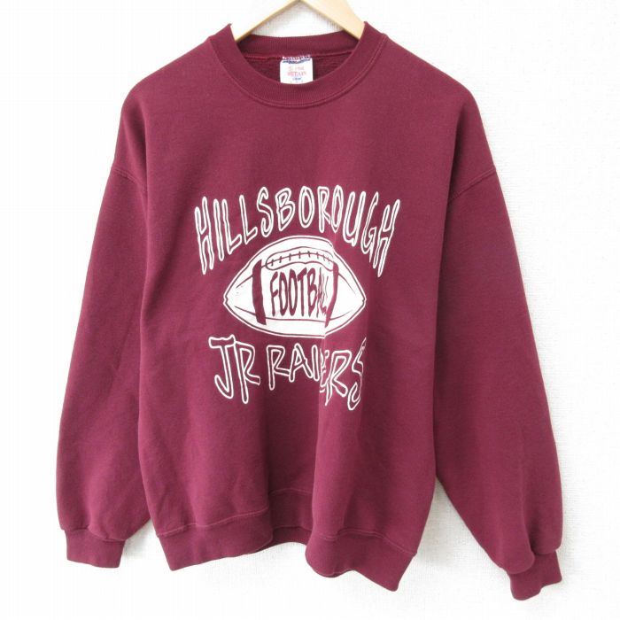 L★古着 ジャージーズ 長袖 スウェット メンズ 00年代 00s フットボール クルーネック エンジ 25mar22 中古 スエット トレーナー トップス