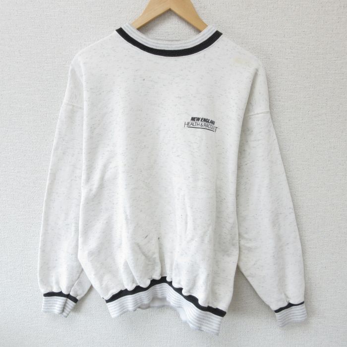 XL★古着 長袖 スウェット メンズ 90年代 90s ニューイングランド クルーネック USA製 薄グレー 霜降り 25mar22 中古 スエット トレーナー トップス