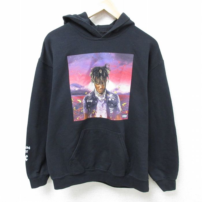 【20%OFF】M★古着 長袖 ヒップホップ ラップ スウェット パーカー メンズ ジュースワールド 黒 ブラック 25mar22 中古 スエット トレーナー トップス