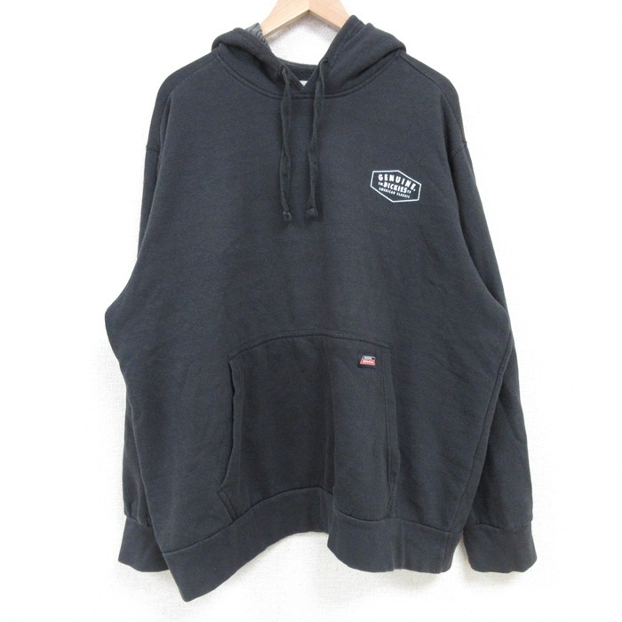 【20%OFF】XL★古着 ディッキーズ Dickies 長袖 スウェット パーカー メンズ 00年代 00s ワンポイントロゴ 黒 ブラック 25mar24 中古 スエット トレーナー トップス