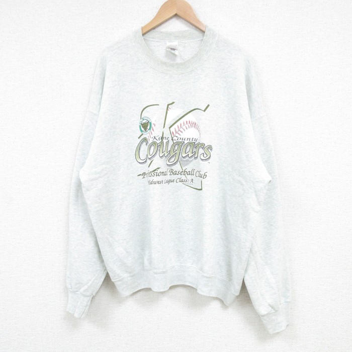 【50%OFF】フルーツオブザルーム 90s 長袖スウェット MLB クーガーズ グレー XL | 古着