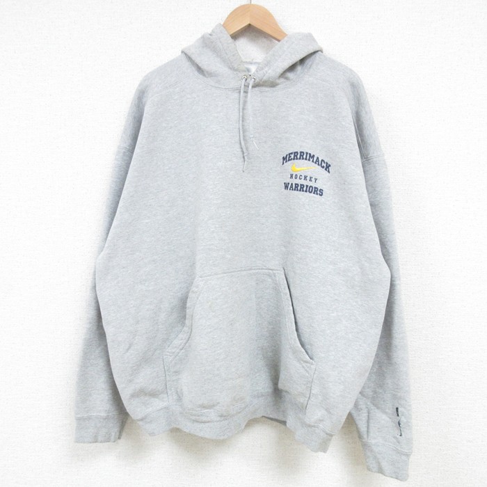 XL★古着 ナイキ NIKE 長袖 スウェット パーカー メンズ 00年代 00s WARRIORS 大きいサイズ グレー 霜降り 25mar24 中古 スエット トレーナー トップス