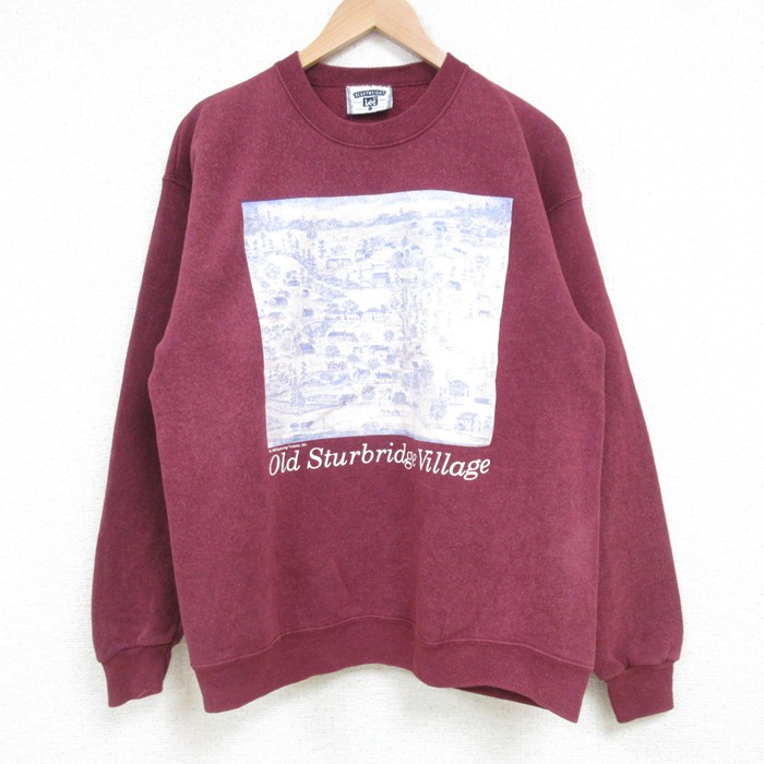 【50%OFF】M★古着 リー Lee スウェット ベスト メンズ 90年代 90s 木 家 クルーネック USA製 エンジ 霜降り 25mar24 中古 長袖 スエット トレーナー トップス