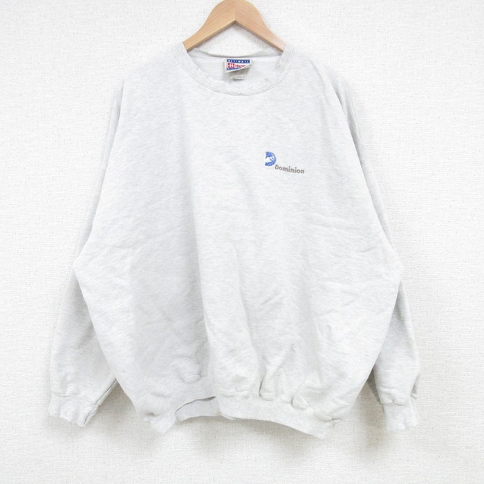 【50%OFF】XL★古着 ヘインズ Hanes 長袖 スウェット メンズ 00年代 00s Dominion 大きいサイズ クルーネック 薄グレー 霜降り 25mar24 中古 スエット トレーナー トップス